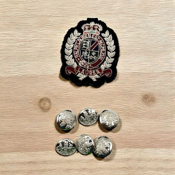 Lauren Ralph Lauren silver tone replacement buttons and crest - Picture 1 of 8